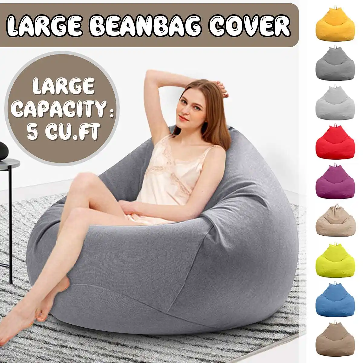 

Large big Lazy BeanBag Sofas Cover Chairs without Filler Linen Cloth Lounger Seat Bean Bag Pouf Puff Couch Tatami Living Room