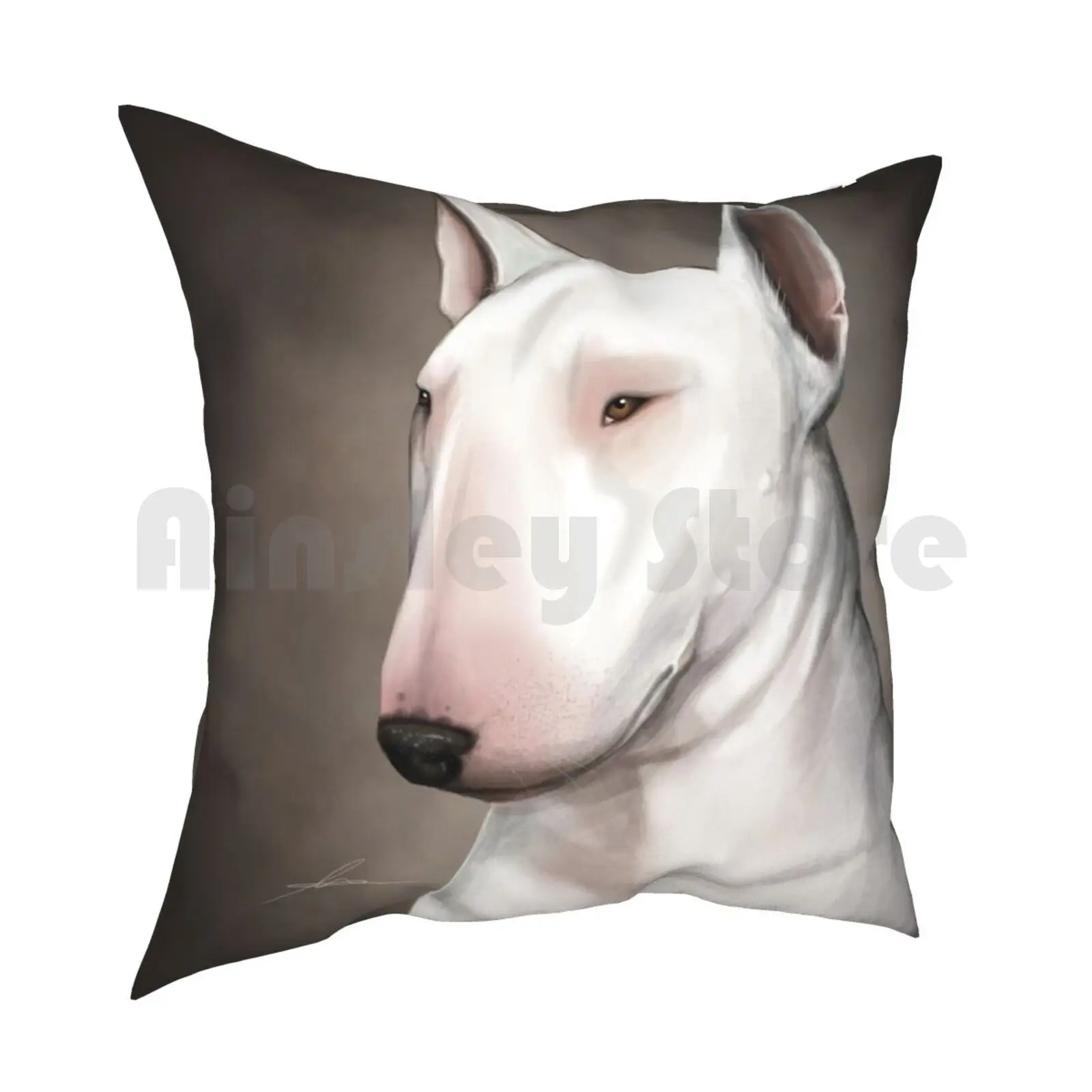 Bull Terrier Pillow Case Printed Home Soft DIY Pillow cover Dog Hund Bull Terrier Animal Canine Wild Withe Terrier Attack