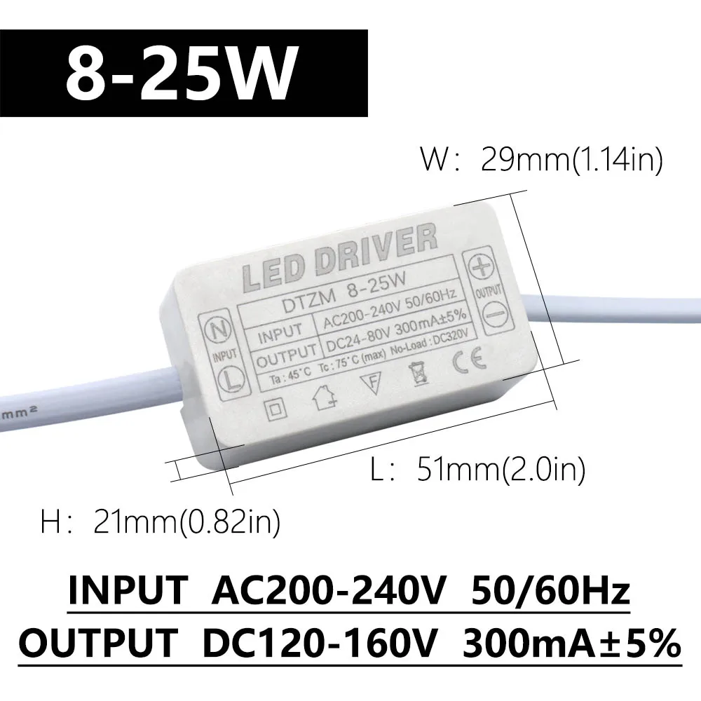 Imagem -02 - Driver de Led 300ma 8w 12w 18 24 36 48w 50w para Leds Unidade de Fonte de Alimentação Ac200240v Transformadores de Iluminação para Luzes de Energia Led Diy