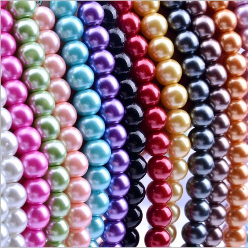 Hot Sale 4-14mm Beautiful Green multicolor Imitation Shell Pearl Round Loose Beads Women Party Weddings Gifts Jewelry Making 15\