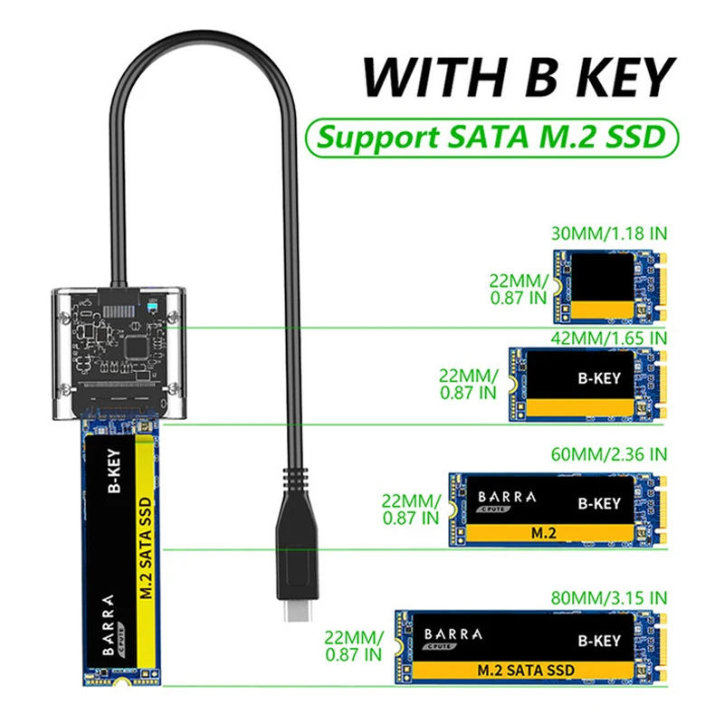 UTHAI M2 SSD Box SATA Box M.2 To Type-C SSD Adapter For PCIE NGFF SATA M/B Key SSD Disk Box Transparent Hard Disk Box