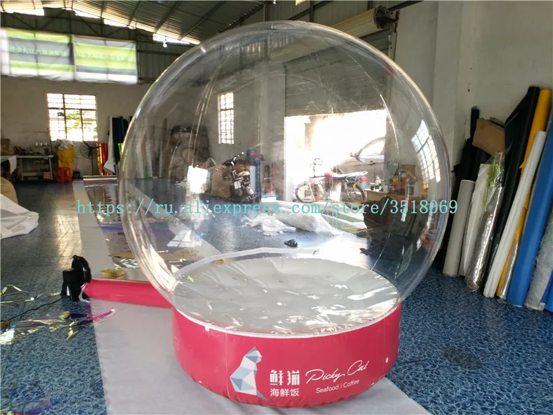 Sale of 2 meters diameter Christmas inflatable snowballs, PVC transparent display balls, decorative inflatable snowballs.