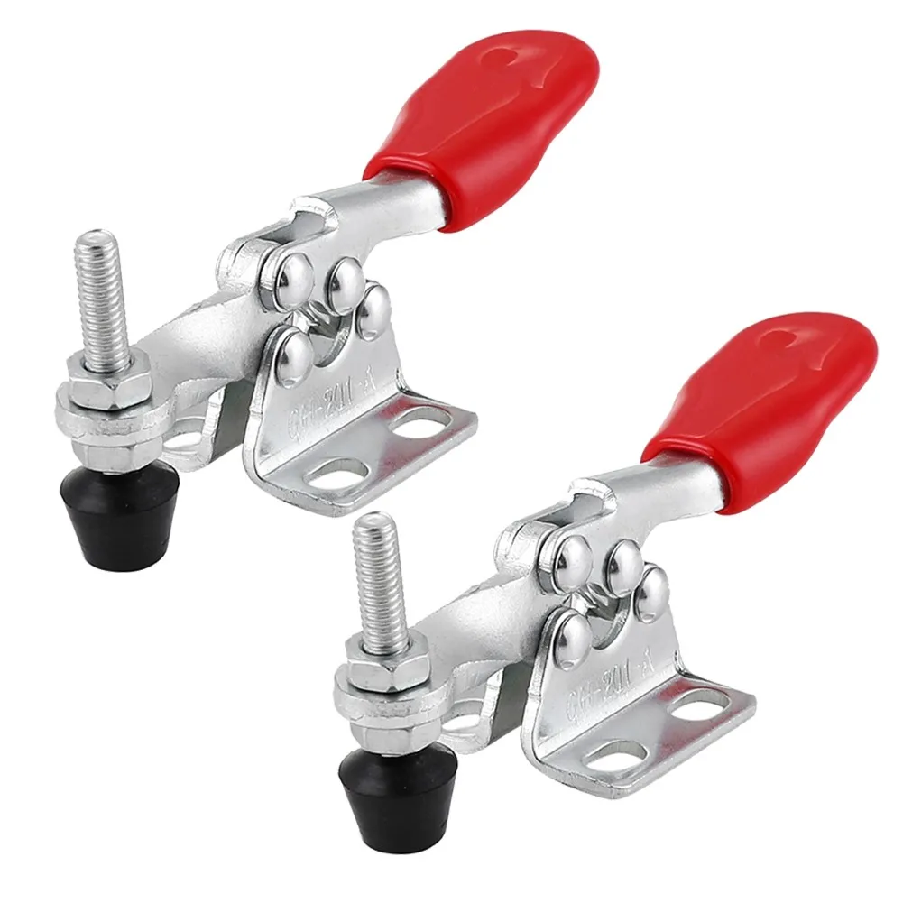 2Pcs GH-201A 27Kg Quick Release Toggle clamps for metal woodworking Horizontal Antislip Covered U-shaped Bar Clip carpentry tool