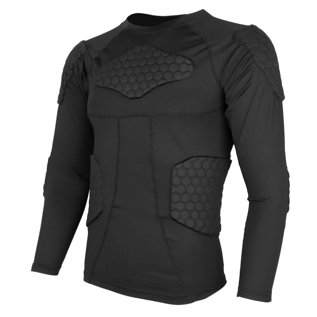 Padded Compression Shirt Rib Chest Protector for Football Basketball Paintball Cycling Men\'s Padded Compression Shirt Protective