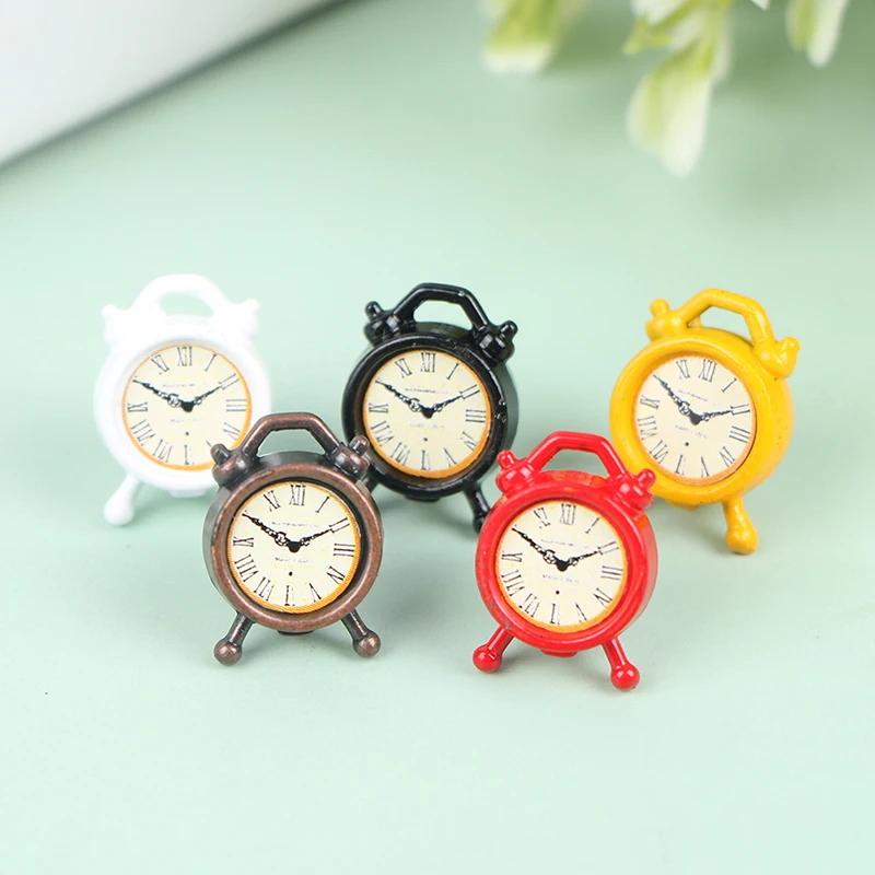 1:12 Scale 1pcs 6 Colors Alarm Clock Mini Home Decoration Dollhouse Miniature Toy Doll Kitchen Living Room Accessories