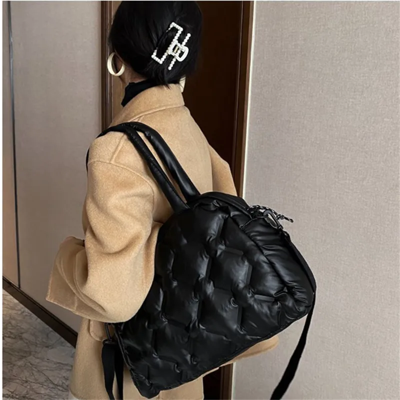 Luxury Designer Women Down Space Padded Handbag Shoulder Bag 2021 Winter Female Shell High Quality Quilted Tote Crossbody Bag