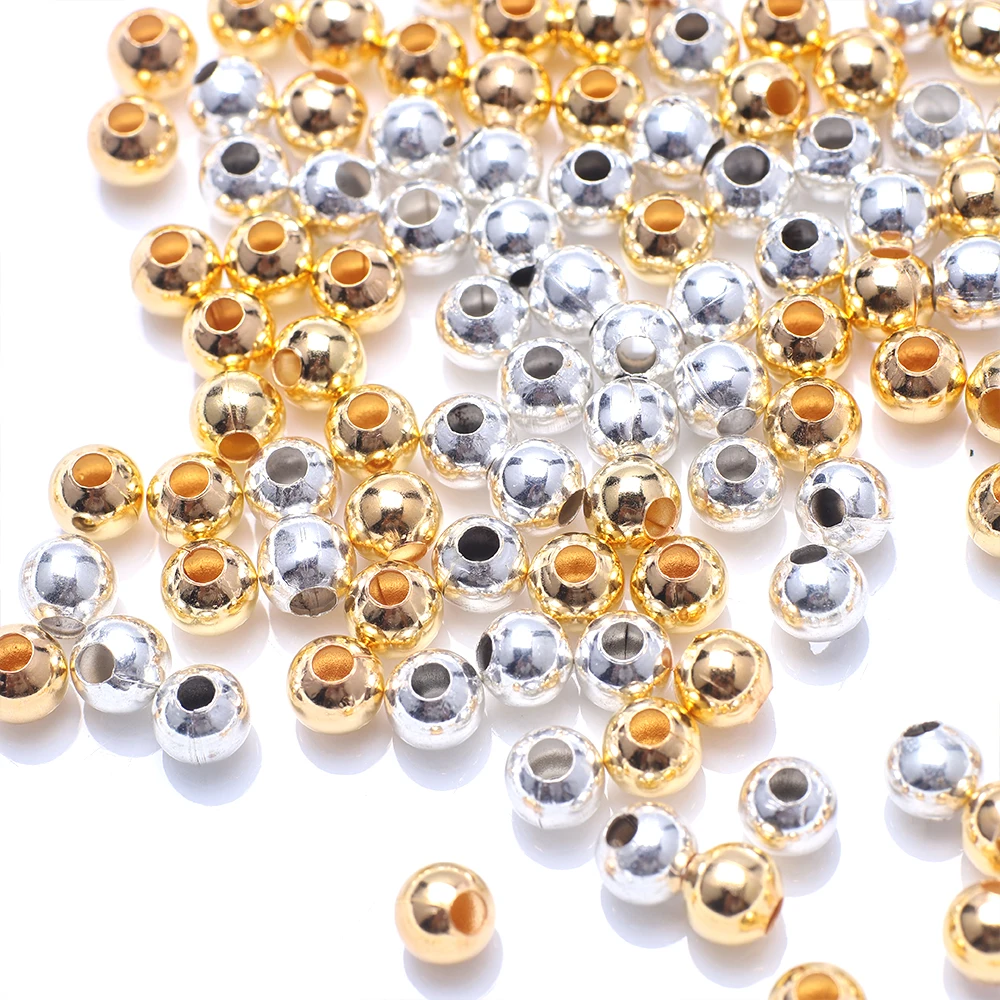 50-1500pcs 2-8mm Gold Color Metal Ball Beads Loose Round Spacer Beads For Diy Bracelet Necklace Jewelry Making Accessories