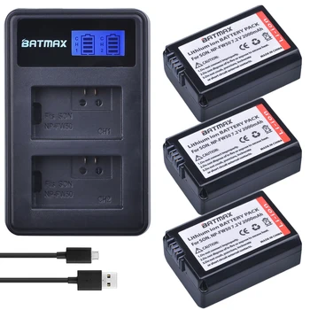 Batmax 2000MAh NP-FW50 NPFW50แบตเตอรี่ + LCD Dual USB Charger สำหรับ Sony NEX-7 NEX-5N NEX-5R NEX-F3 NEX-3D Alpha A5000 a6000 ZV-E10