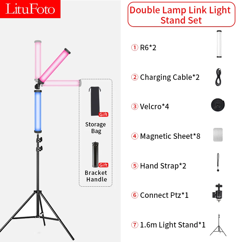 RGB Light Stick Wand With Tripod Stand Party Colorful LED Lamp Fill Lights Handheld Flash Speedlight Photography Lighting Video