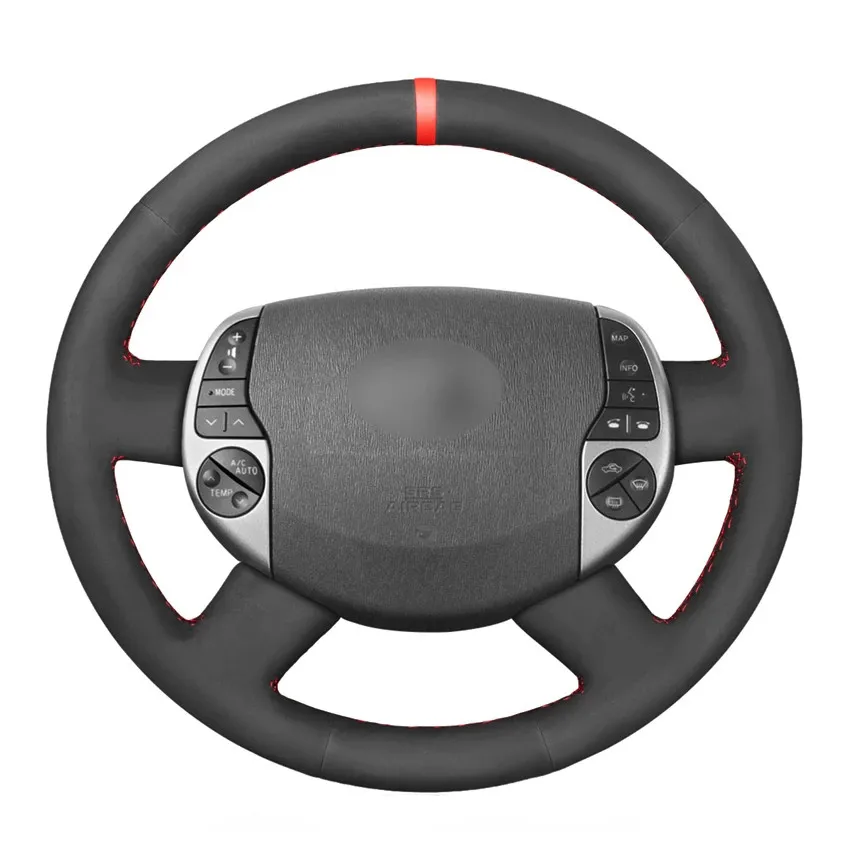 Hand-stitched Black Suede Car Steering Wheel Cover for Toyota Prius 20(XW20) 2003-2009 Raum 2 2003 2004 2005-2011