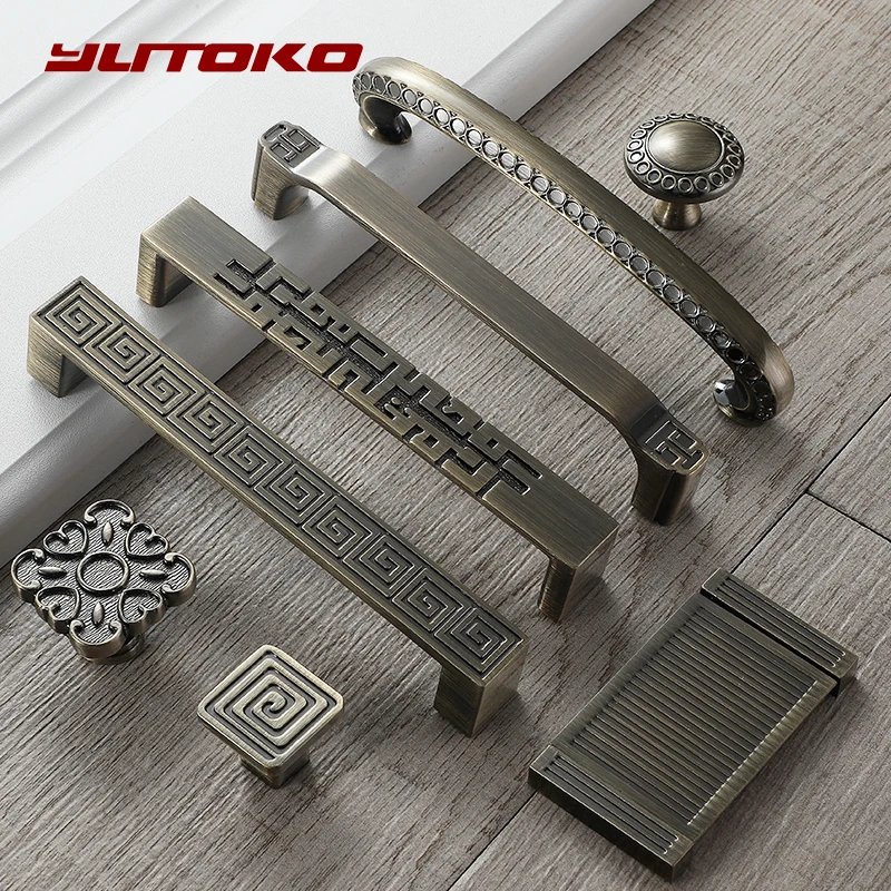 YUTOKO Antique Door Handles and Knobs Metal Drawer Pulls Vintage Kitchen Cabinet Handles and Knobs Furniture Handles Hardware