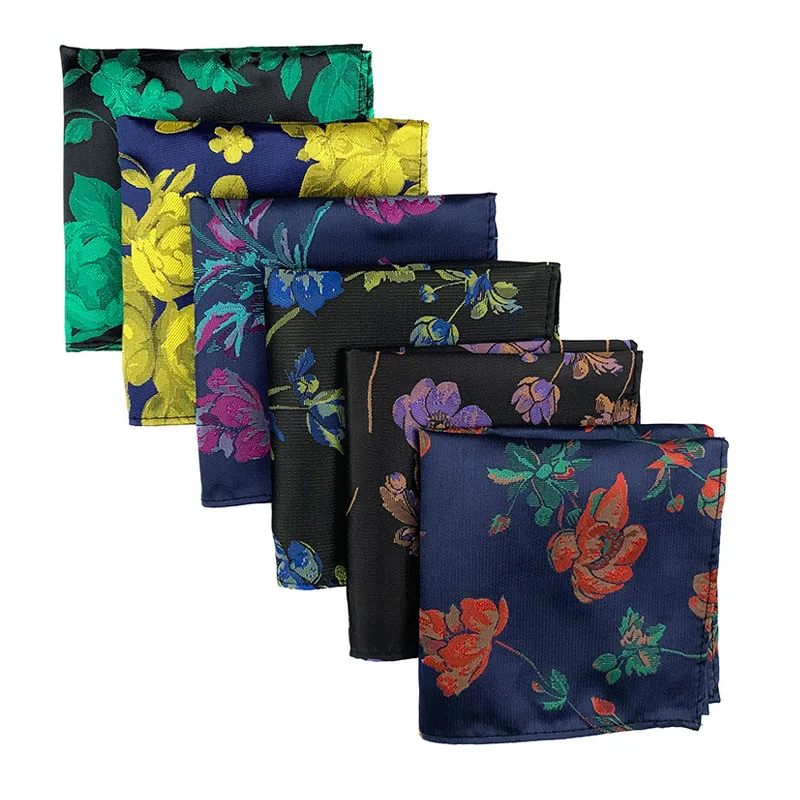 Brand New Men Suits Linen Handkerchiefs Flower Floral Vintage Pocket Square Hankies Men's Business Square Pockets Hanky Towel