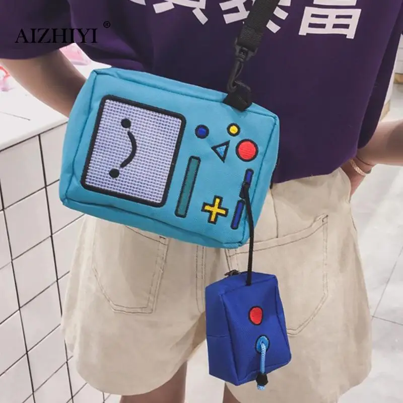 Cartoon Anime Adventure Time BMO Small Bags for Women Phone Purse Female Canvas Game Machine Shoulder Bag Funny Crossbody Bag