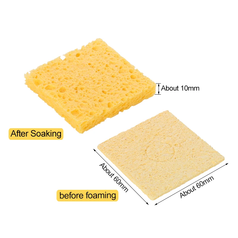 10PCS/Lot Yellow/Blue Cleaning Sponge High Temperature Enduring Soldering Iron Tip Clean Pads For BGA Welding Rework Accessories