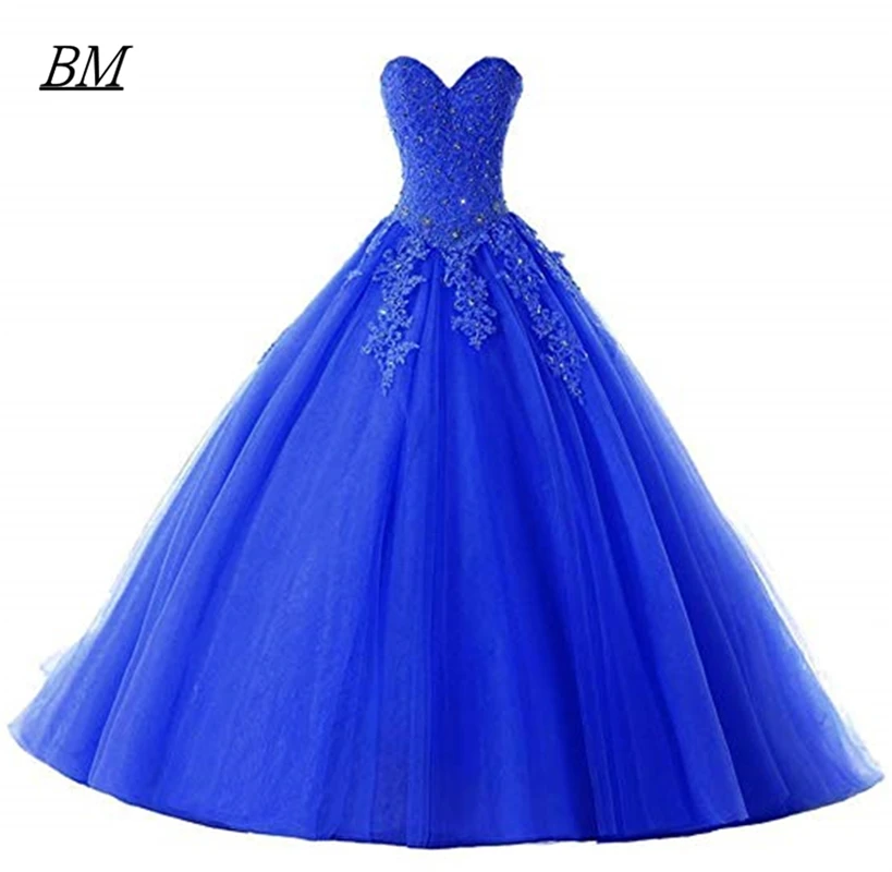 2021 Goedkope Lace Sweetheart Quinceanera Jurken Baljurk Applicaties Kralen Tulle Sweet 16 Prom Party Gown Vestido 15 Anos BM736