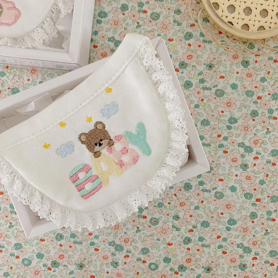 Cute Baby Bear Embroidery Dog Bib Pet Bib Saliva Towel Bichon Teddy Hiromi Bib Cat Triangle Scarf Cat Scarf Cat Saliva Towel