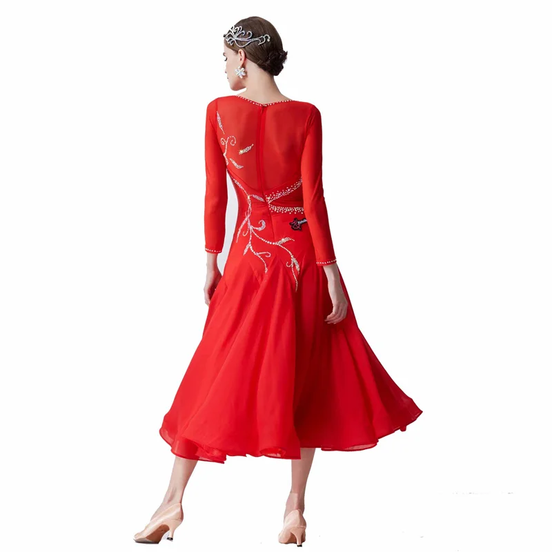 M-19310 Custom High Quality Smooth Dance Training Dresses Adult Long Modern Practice Dress Ballroom Dancing Clothes For Sale