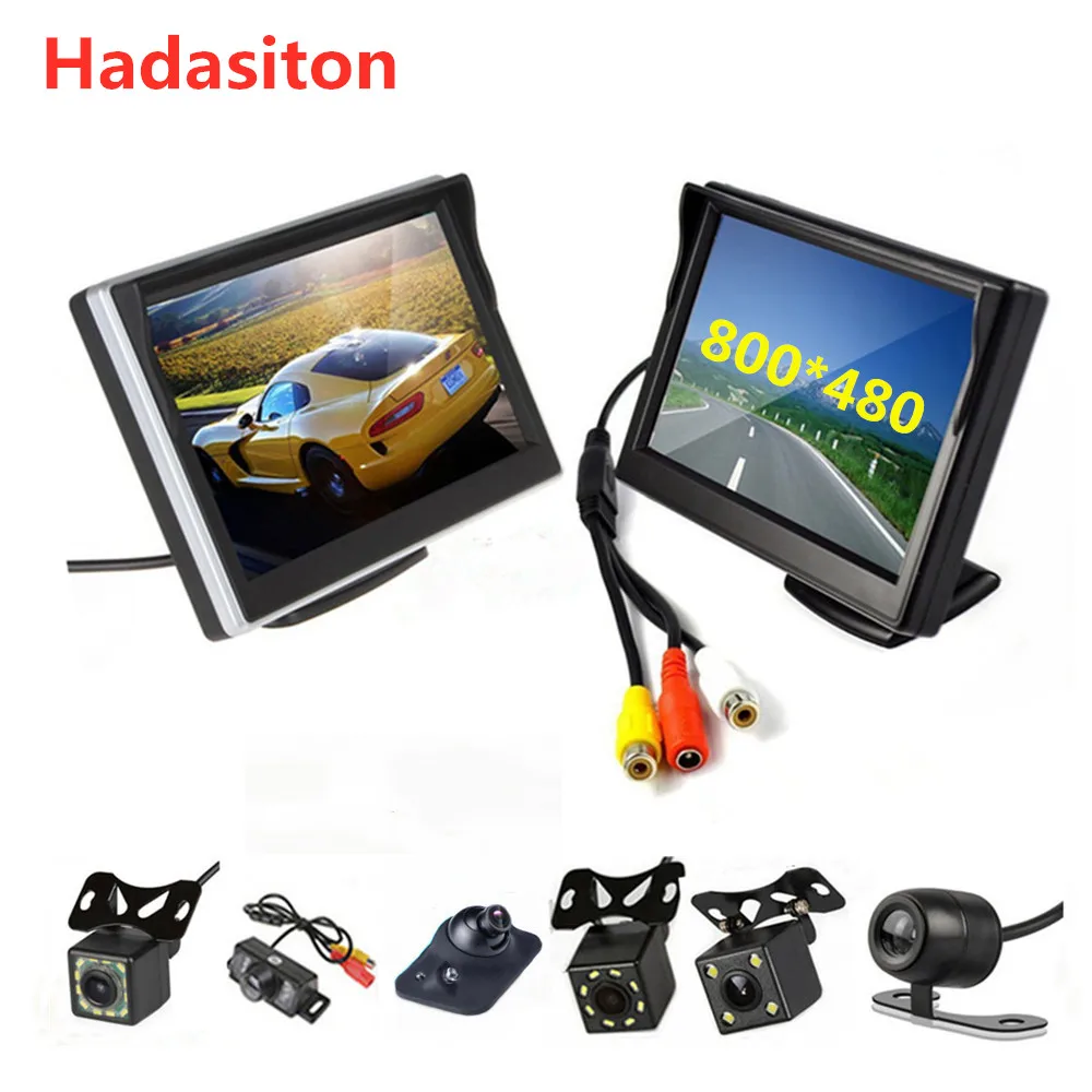 5 inch TFT LCD screen Car Monitor HD800*480 Reversing Parking Monitor with 2 video input,Rearview camera optional