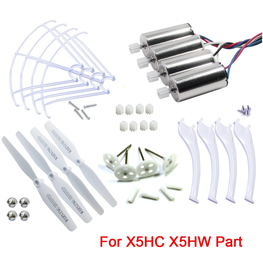 

X5HW Full Set Kit Part X5HW Propeller Protection Frame Landing Skid Gear Blade Cover Motor For RC Drone SYMA X5HW X5HC Accessory