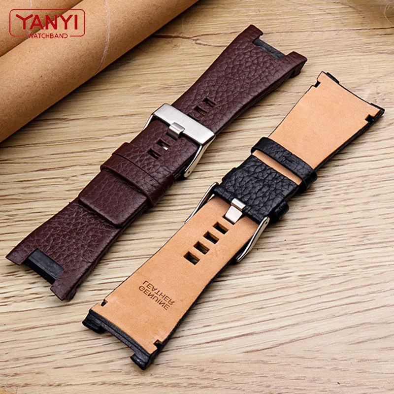 Genuine Leather Bracelet for diesel watch strap notch watch band for DZ1216 DZ1273 DZ4246 DZ4247 DZ287 32mm mens watchband