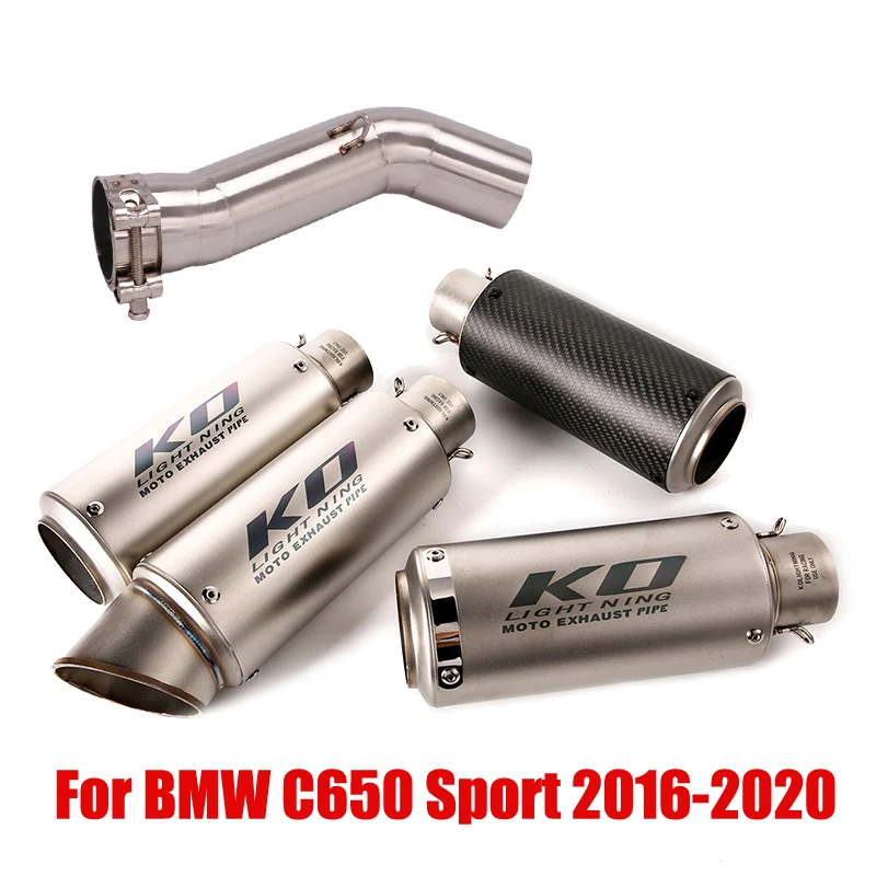 

For BMW C650 Sport 2016-2020 Exhaust System Pipe Connecting Link Tube Middle Mid Pipe Escape Vent Pipe Muffler Tips 51mm Slip On