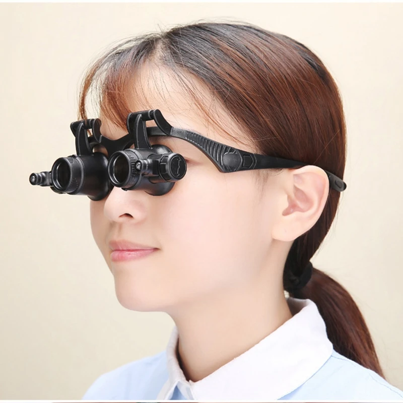Eyewear Magnifier with Illumination Third Hand Binocular Magnifying Glass Embroidery Lupa Watchmaker Tools for Repairing