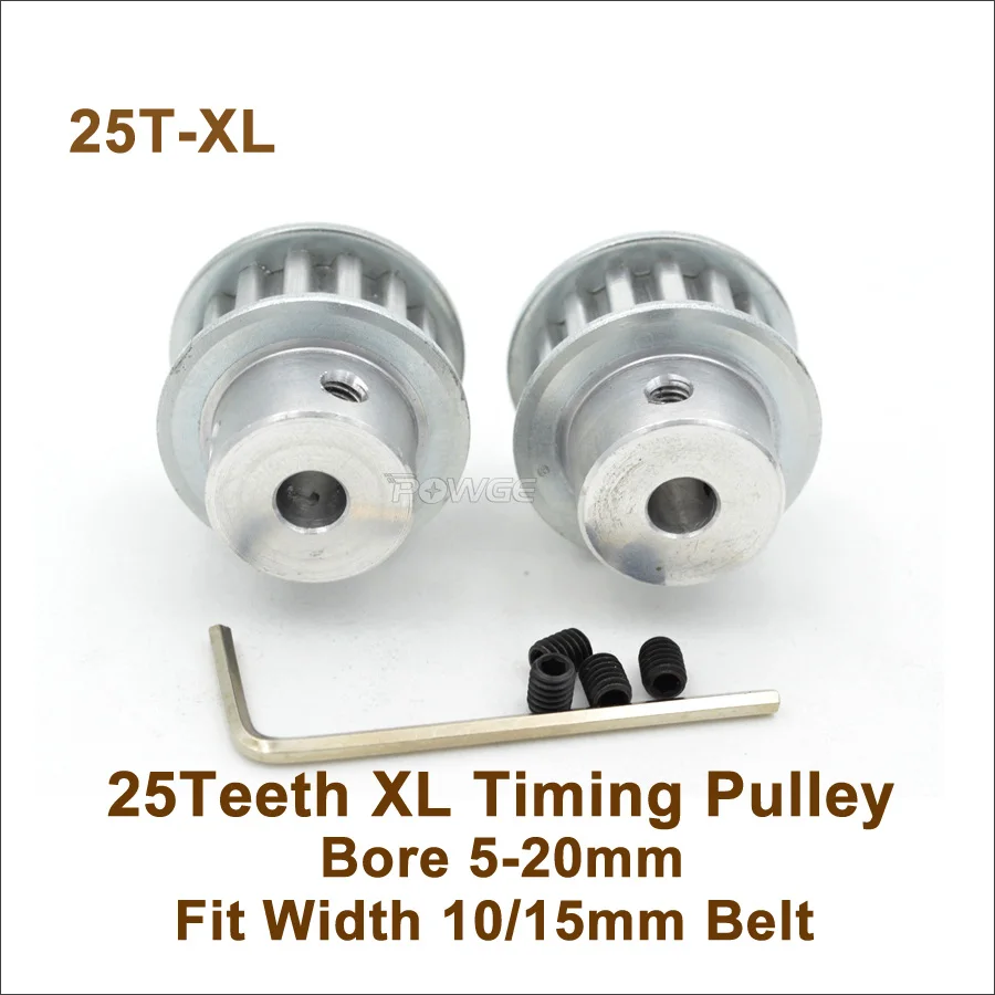 

POWGE 25 Teeth XL Synchronous Pulley Bore 5-20mm Fit Width 10/15mm XL Timing Belt 25T 25Teeth XL Timing Belt Pulley 25-XL BF