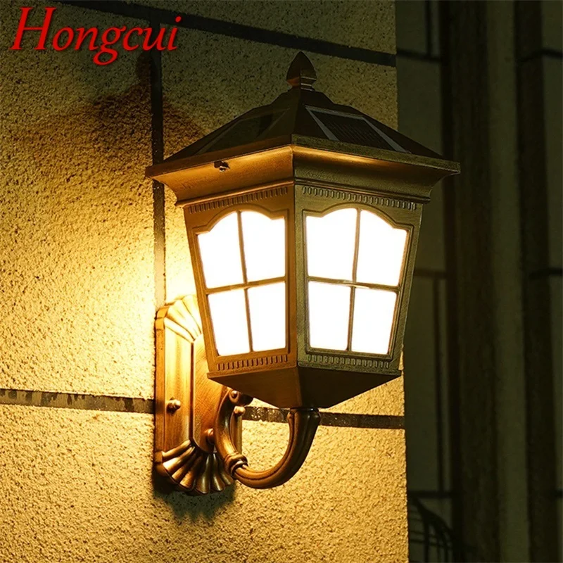 

Hongcui Outdoor Solar Wall Sconces Light LED Waterproof IP65 Modern Lamp for Home Porch Decoration