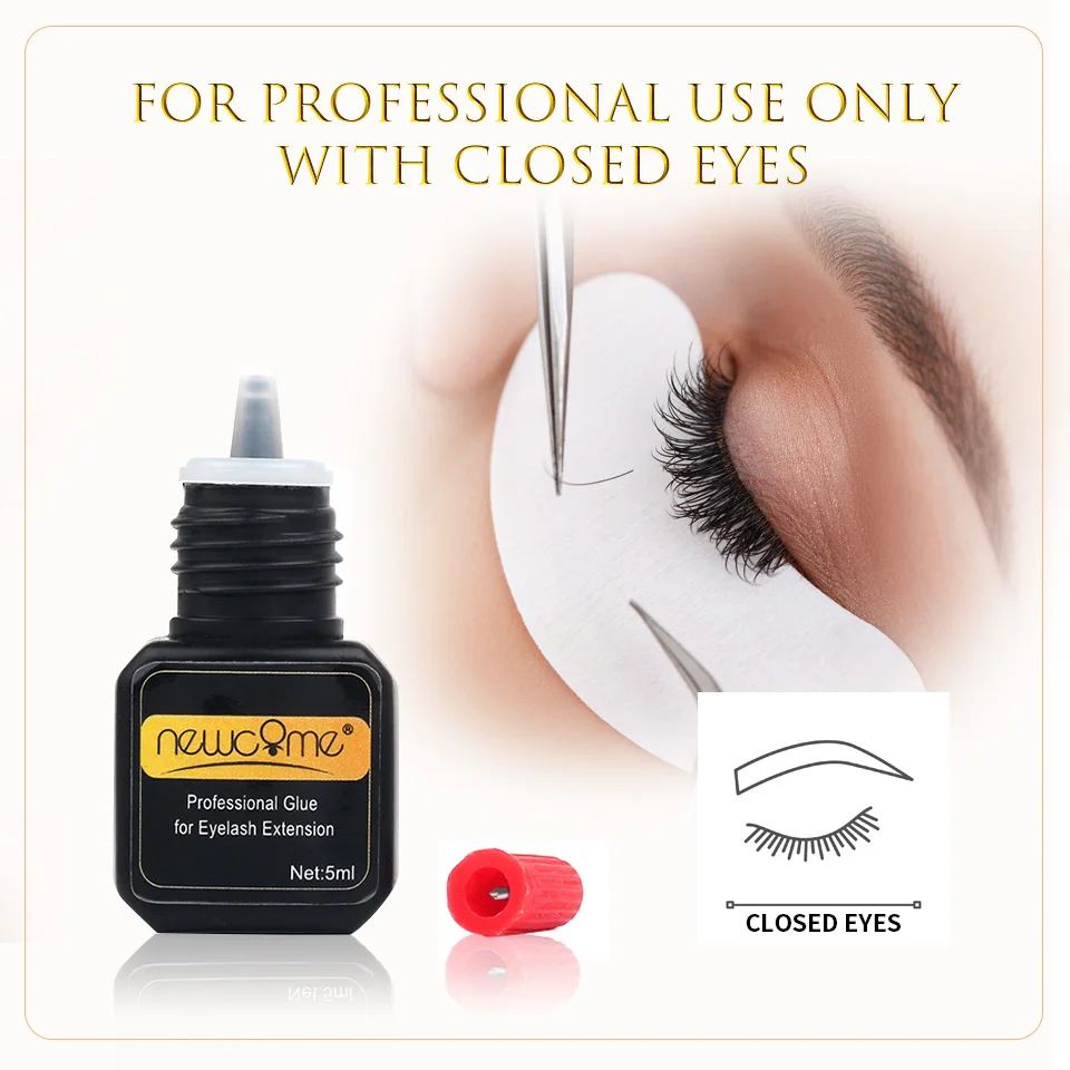 NEWCOME Professional Grafting Eyelash Extension Glue 1-3S Drying Black Adhesive Low Odor Individual Eyelash Extensions Glue