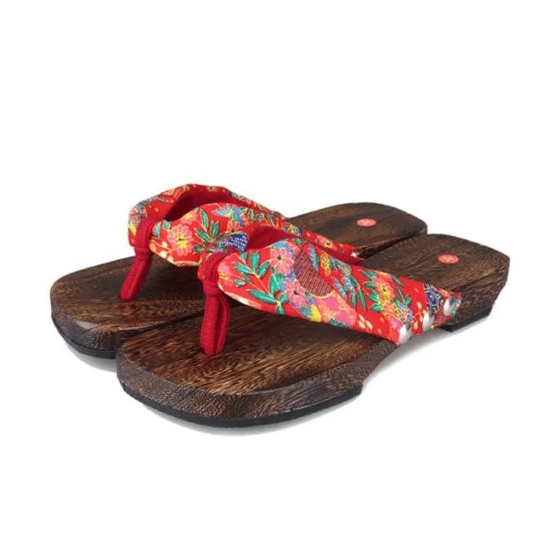 

Women's Flip Flops Wooden Slippers Japanese Traditional Kimono Clogs Shoes Women's Flat Heel Clogs Flip-foot Clogs