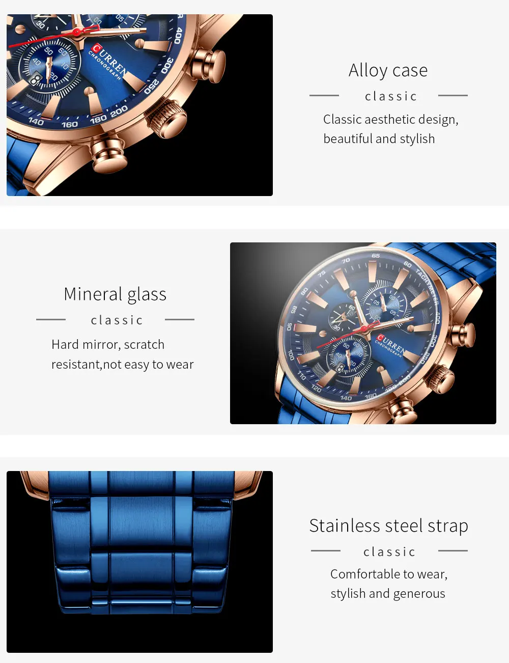 CURREN Neue Herren Uhren Quarz Business Wasserdichte Uhr Mann Uhren Top Marke Luxus Armbanduhr Männer Chronograph Reloj Hombre – Detail 6