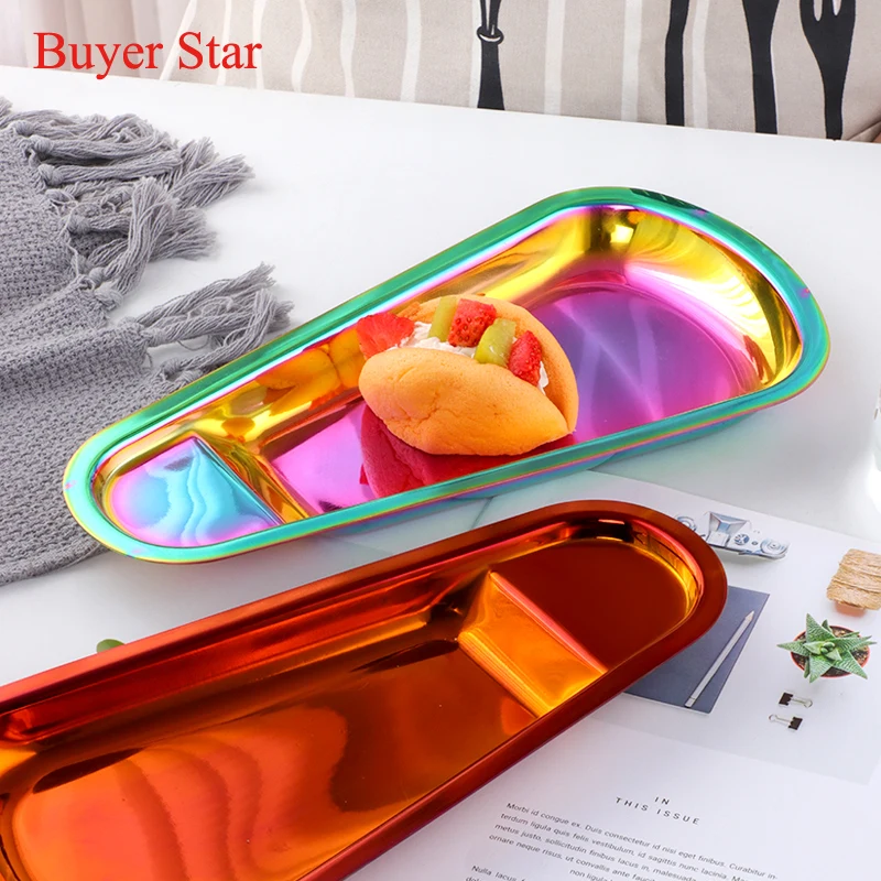 2PCS Decorative Towel Tray Gold Stainless Steel Serving  Storage Tray Fruit Snack Dessert Plate Metal Tray Storage Supplies