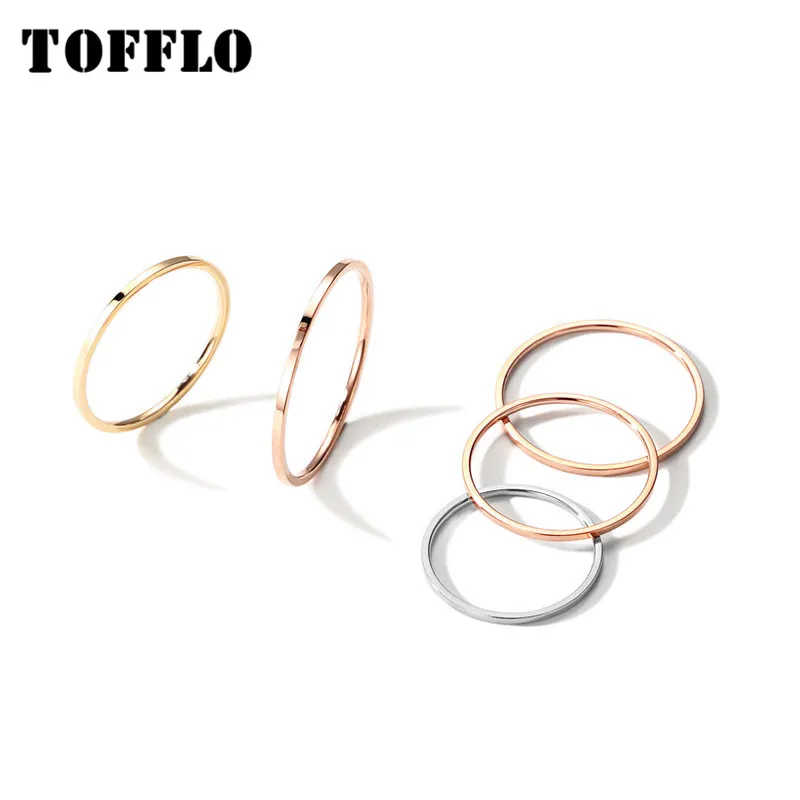 TOFFLO Superfine Stainless Steel Tail Ring With Smooth Surface And Simple Neutral Ring BSA037