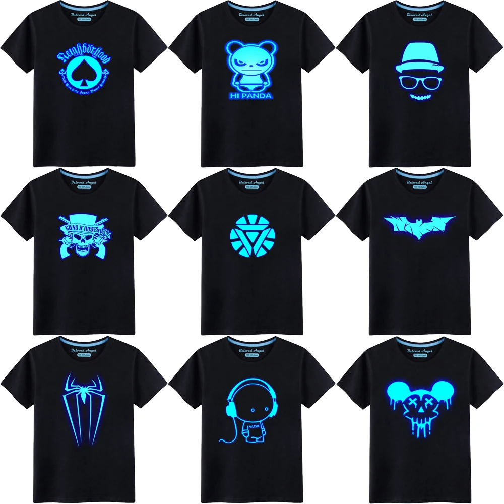 New Fashion Kids Boys T Shirt Funny Printed Luminous Tee Shirts Toddler Girls Tops Baby T-shirts Children Clothing 3-15 Years