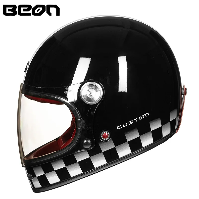 BEON B510 Full Face Helmet motocross Vintage Fully covered Motorcycle scooter autocycle Retro Ultralight ECE Certification