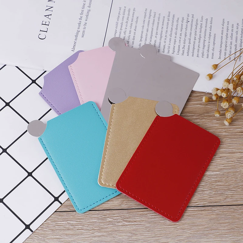 1PCS Unbreakable Portable Stainless Steel Cosmetic Mirror Travel Shatter-proof Makeup Mirror With Carry Sleeve Birthday Gift