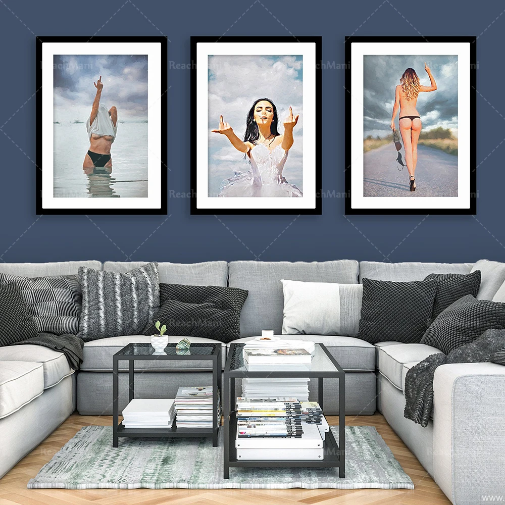 Feminist art prints, middle finger prints, gallery walls, minimalist art walls, retro posters, home decoration