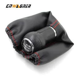 5 and 6 Speed Car Gear Lever Stick Shift Knob With PU Leather Boot Red Line for Volkswagen Golf 3 MK3 LUPO POLO Short type 12mm