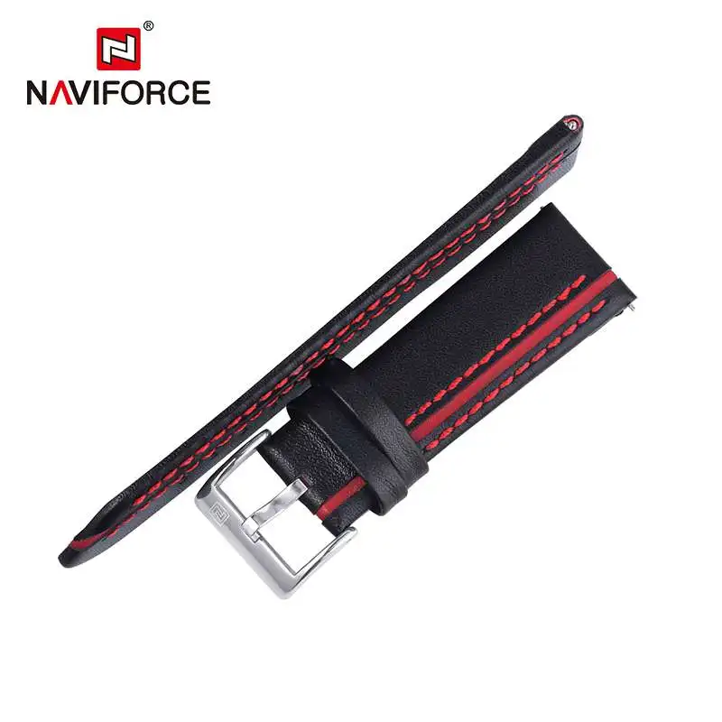 NAVIFORCE High Quality Genuine Leather Watchbands Men\'s 24mm Luxury Watch Wrist Strap Brown Black Red Blue Fashion Bracelet Belt