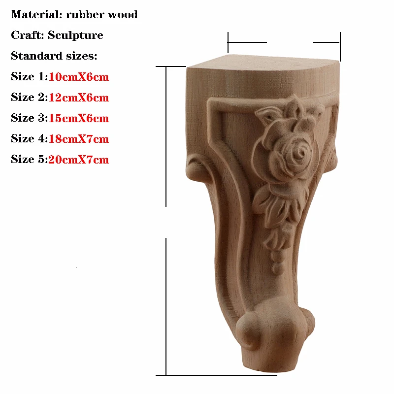 VZLX European Style Solid Wood Carved Furniture Foot Legs TV Cabinet Seat Feets Vintage Home Decor Decoration Accessories