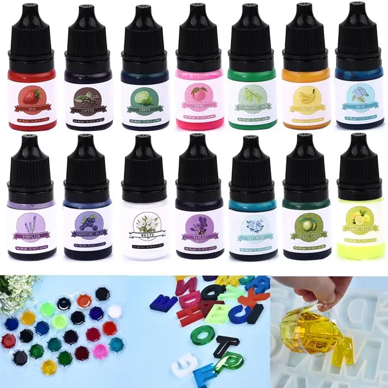 24 Warna 5Ml Pigmen Warna Berminyak Konsentrat UV Epoksi Resin Lem Lilin Pigmen Cair untuk Kerajinan Resin Kerajinan Lilin