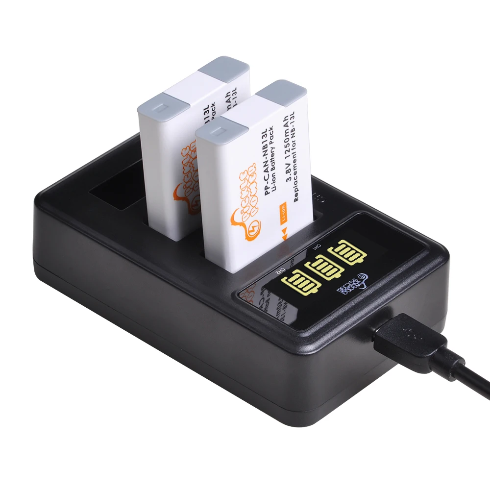 1250mAh Battery For Canon NB-13L NB 13L NB13L  LED 3-Slots Charger  G7 X Mark II G7X G5 X G5X G9 X G9X SX620 SX720 HS Camera