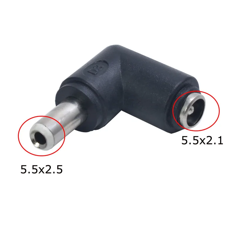 Złącze DC 5.5x2.1mm kobieta do 6.0x4.4 5.5x2.5 5.5x1.7 4.8x1.7 4.0x1.7mm męski konwerter zasilacz laptopa 90/180 stopni — zdjęcie 4