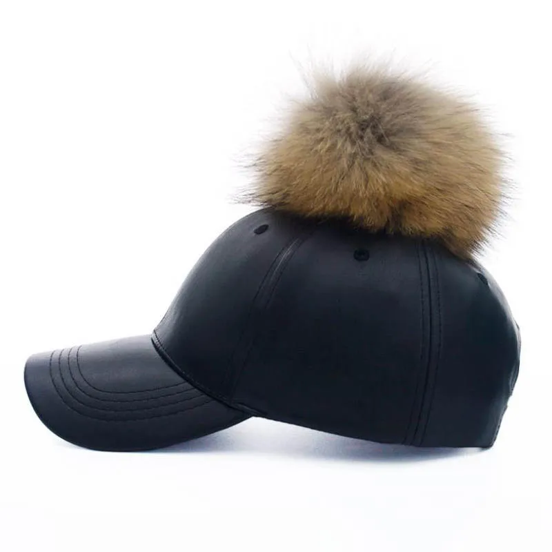 Doitbest الكورية الخريف الشتاء الراكون الفراء النساء الهيب هوب قبعة بيسبول نوبل شعري الجلود snapback قبعات للرجال الفتيات