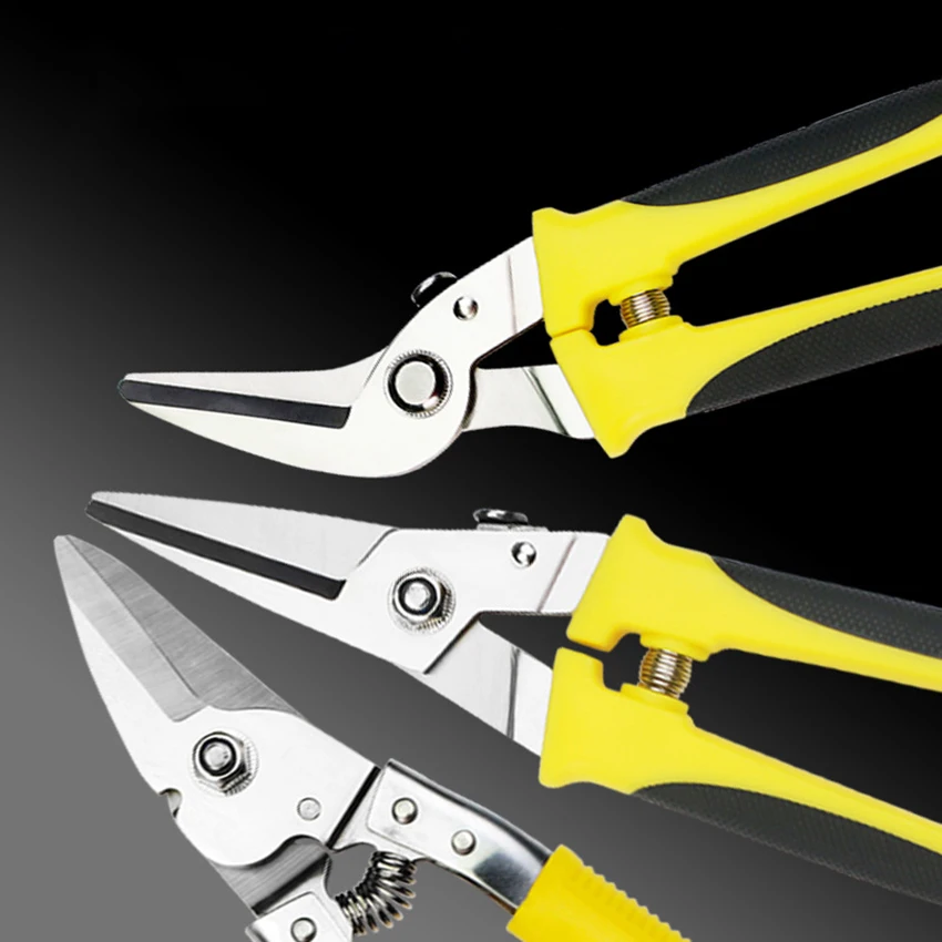 Tin Snip para cortar chapa metálica Tin Cutting Shears com lâmina forjada, Comfort Grip Aviação Snip, reto, curvo