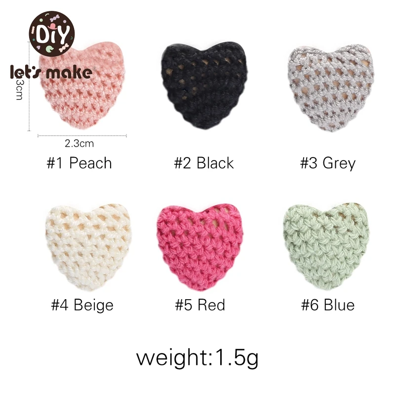 Let\'s Make 10Pcs Crochet Heart Bead Pacifier Chain Accessories Beech Beads BPA Free Baby Care Teether Can DIY Pacifier Chain