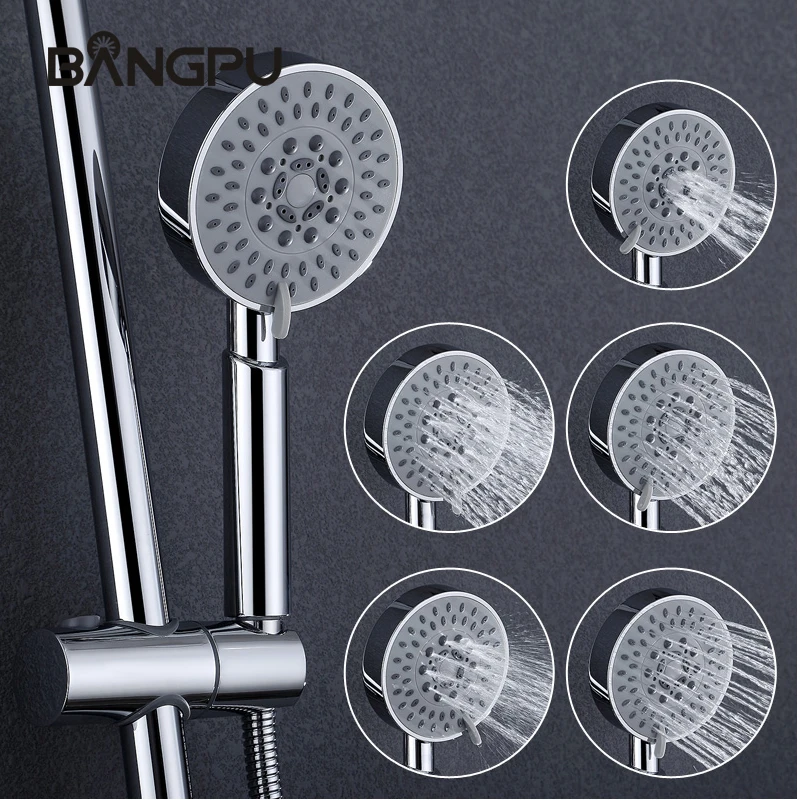 BANGPU High Pressure Rainfall Shower Head Multi Function Hand Shower Adjustable Spa Shower Head Save Water Handheld Shower