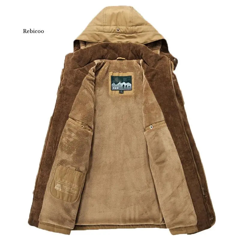 Nuovi uomini caldi parka spessi giacca invernale Casual impermeabile cappotto di velluto capispalla maschile parka con cappuccio antivento cerniera soprabito