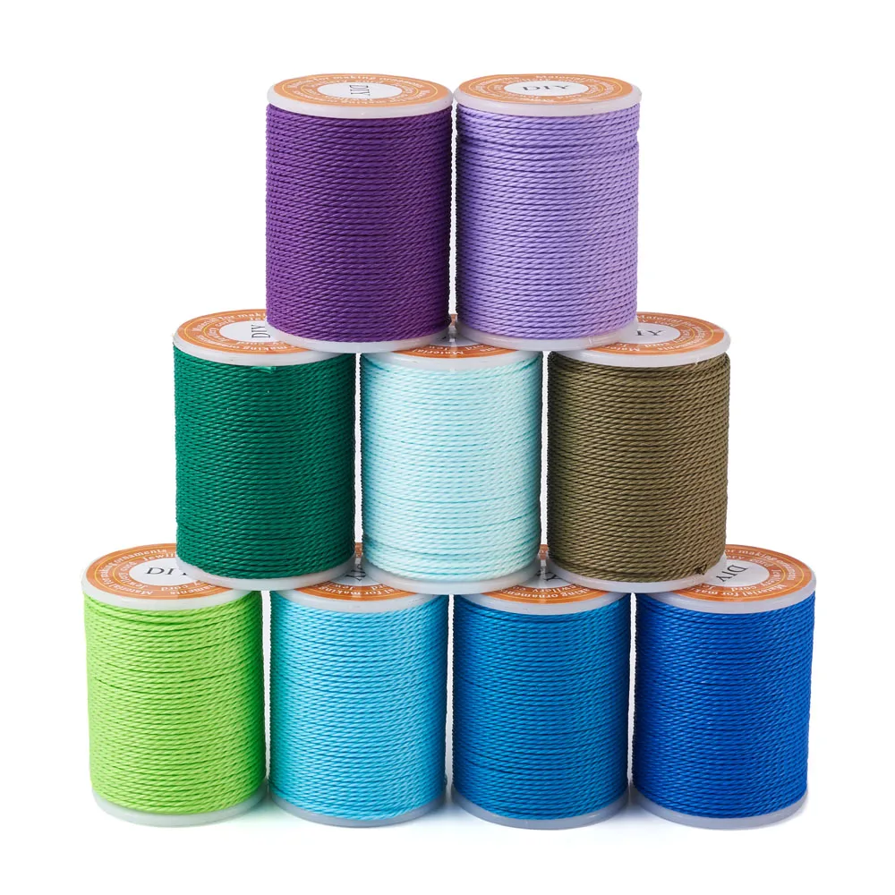 9 Rolls/Set 1mm Waxed Polyester Cord Twisted Cord Mixed Color about 11m/Roll for DIY Jewelry Making Bracelets Necklaces