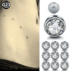 10Pcs/Set  ASTM-F136 Titanium Microdermal Piercings Flat CZ Gem Anchor Top Skin Diver Surface Tragus Piercing Sexy Nose Jewelry